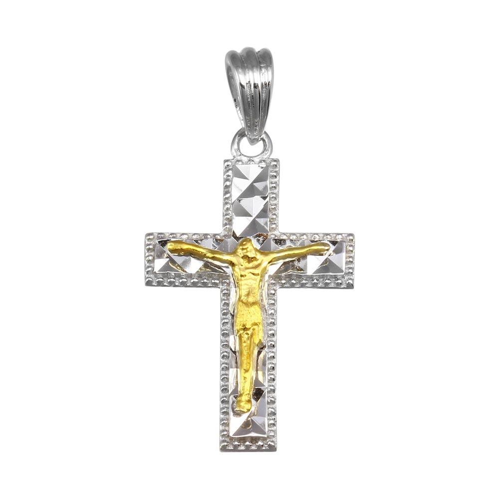 Silver 925 2 Toned Plated DC Crucifix Cross Pendant - GMP00050RG | Silver Palace Inc.