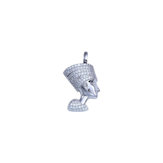 Rhodium Plated 925 Sterling Silver CZ Egyptian Nefertiti Pendant - GMP00097 | Silver Palace Inc.