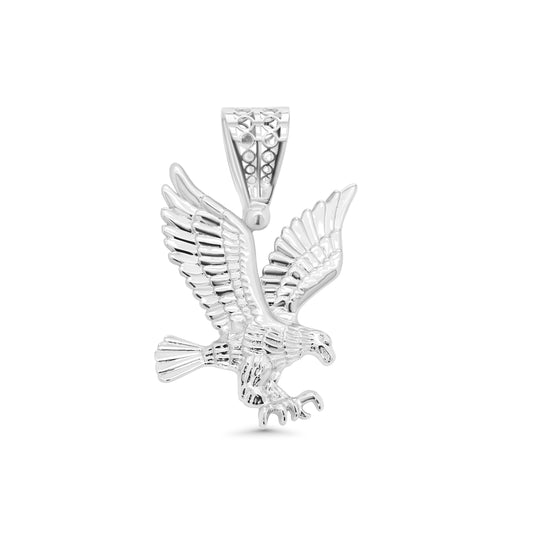 Rhodium Plated 925 Sterling Silver American Eagle 35.5mm x 38.3mm Pendant - GMP00185