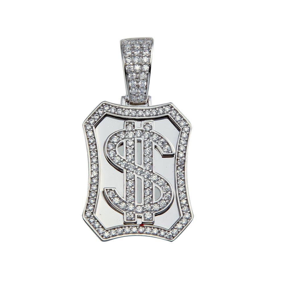 Silver 925 Dollar Sign CZ Pendant - GMP00075 | Silver Palace Inc.