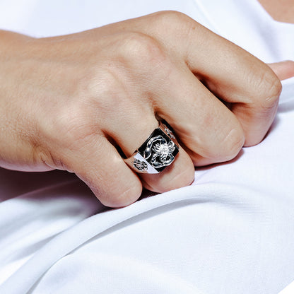 Rhodium Plated 925 Sterling Silver Moissanite or CZ Square Scorpion Ring - MGMR00226RH | GMR00226RH