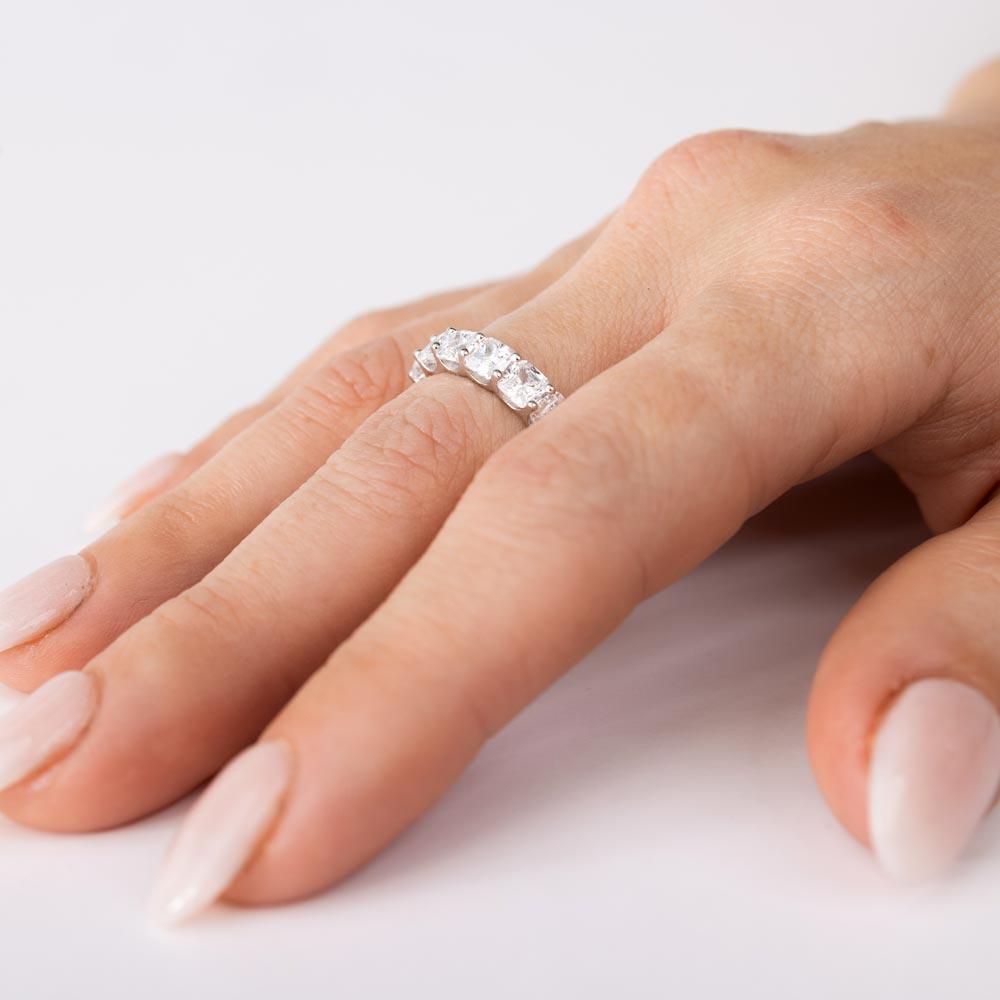 Rhodium Plated 925 Sterling Silver Moissanite or CZ Eternity Band Ring - MGMR00270 | GMR00270