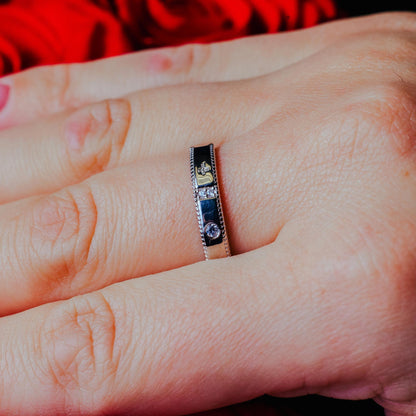 Rhodium Plated 925 Sterling Silver Round CZ Cross Shank Design Ring - GMR00286