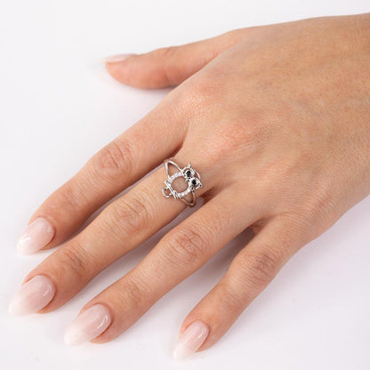 Rhodium Plated 925 Sterling Silver Owl Ring - GMR00300