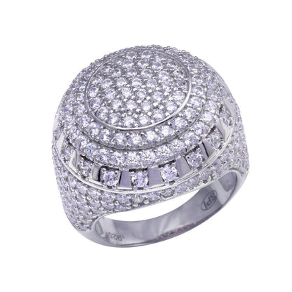 Rhodium Plated 925 Sterling Silver Dome CZ Hip Hop Ring - GMR00320 | Silver Palace Inc.
