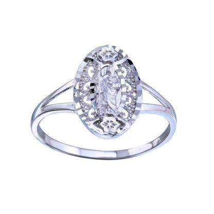 Rhodium Plated 925 Sterling Silver Saint Jude Diamond Cut Ring - GMR00335 | Silver Palace Inc.