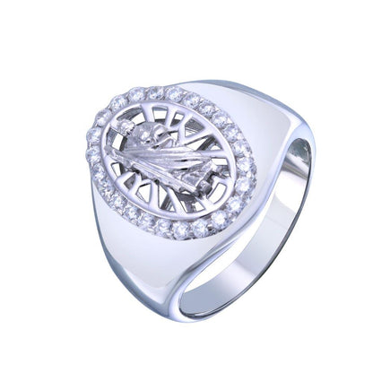 Rhodium Plated 925 Sterling Silver Saint Jude CZ Ring - GMR00340