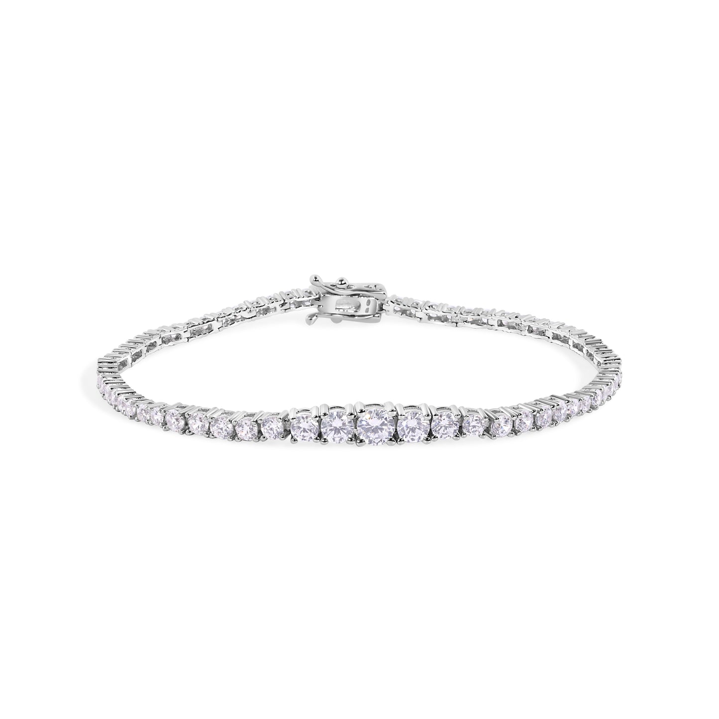 Rhodium Plated 925 Sterling Silver Clear CZ Tennis 2.6mm Necklace Bracelet and Climbing Earring Set - GMS00033