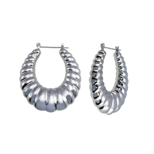 Silver 925 Hollow Bamboo Hoop Earrings - HP12 | Silver Palace Inc.