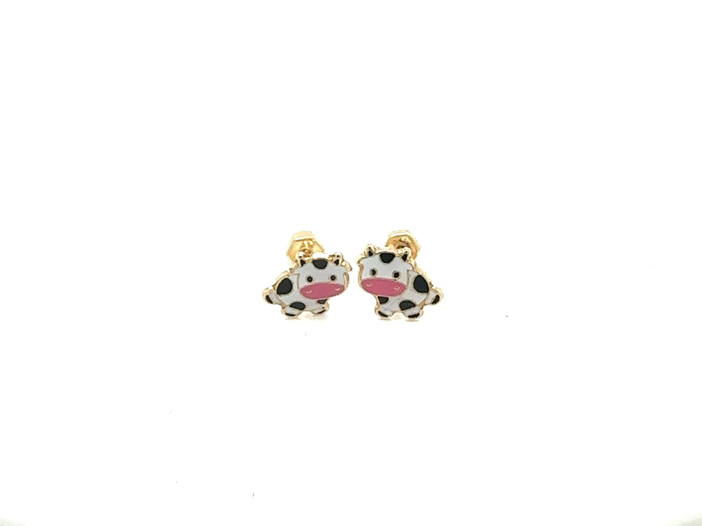 14E00338. - 14 Karat Yellow Gold Little Cow Screw Back Earrings