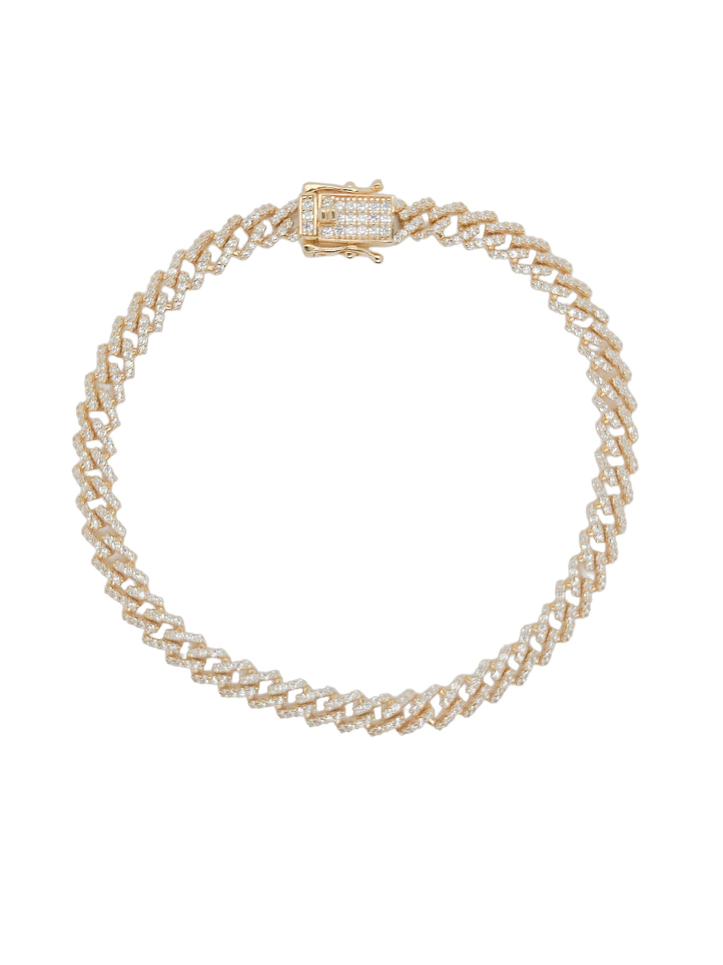 Gold Plated 925 Sterling Silver 5.5mm CZ Encrusted Monaco Chain or Bracelet - GMN00212GP | GMB00129GP