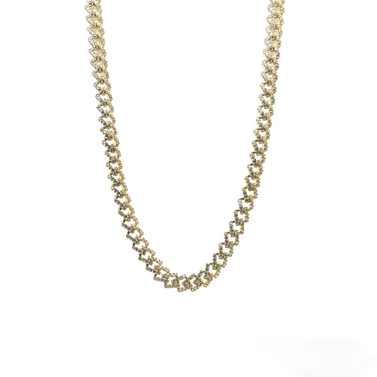 Gold Plated 925 Sterling Silver 6.6mm CZ Encrusted Monaco Chain or Bracelet - GMN00213GP | GMB00130GP