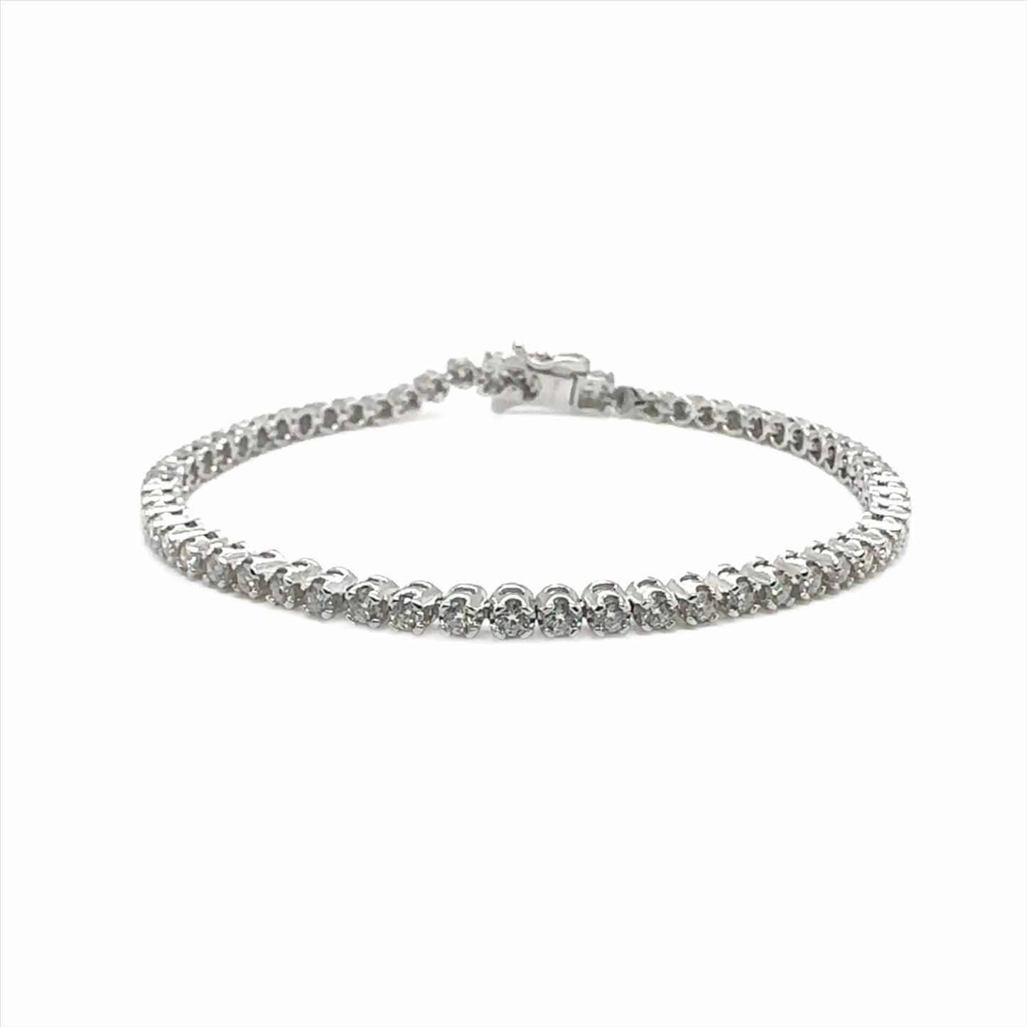 Rhodium Plated 925 Sterling Silver Round Moissanite 2.25mm Tennis Bracelet - MGMB00077