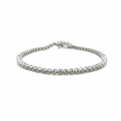 Rhodium Plated 925 Sterling Silver Round Moissanite 2.6mm Tennis Bracelet - MGMB00077