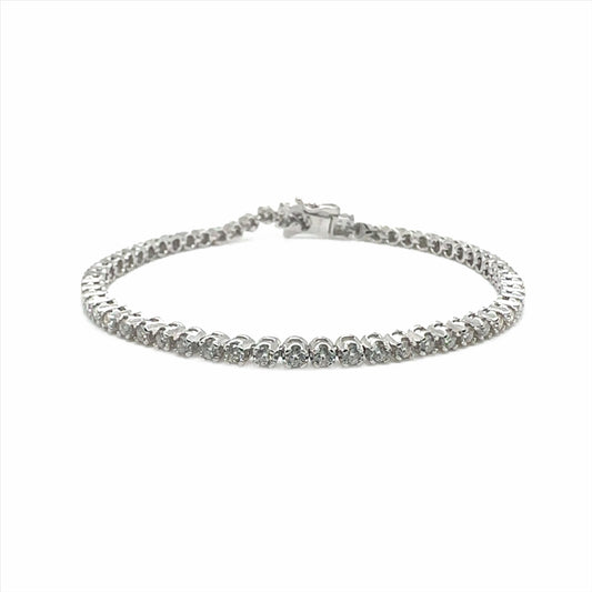 Rhodium Plated 925 Sterling Silver Round Moissanite 2.6mm Tennis Bracelet - MGMB00077