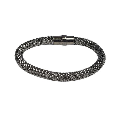 Closeout-Silver 925 Black Rhodium Plated Beaded Italian Bracelet - ITB00006BLK | Silver Palace Inc.