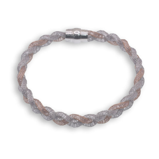 Clearance-Rhodium & Rose Gold Plated Twisted Mesh Italian Bracelets - ITB00019RH/RGP