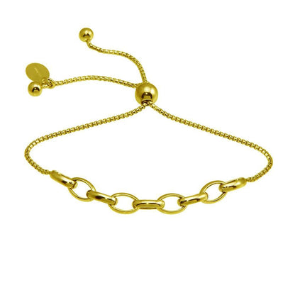 Silver 925 Gold Plated Link Lariat Bracelet - ITB00318-GP | Silver Palace Inc.