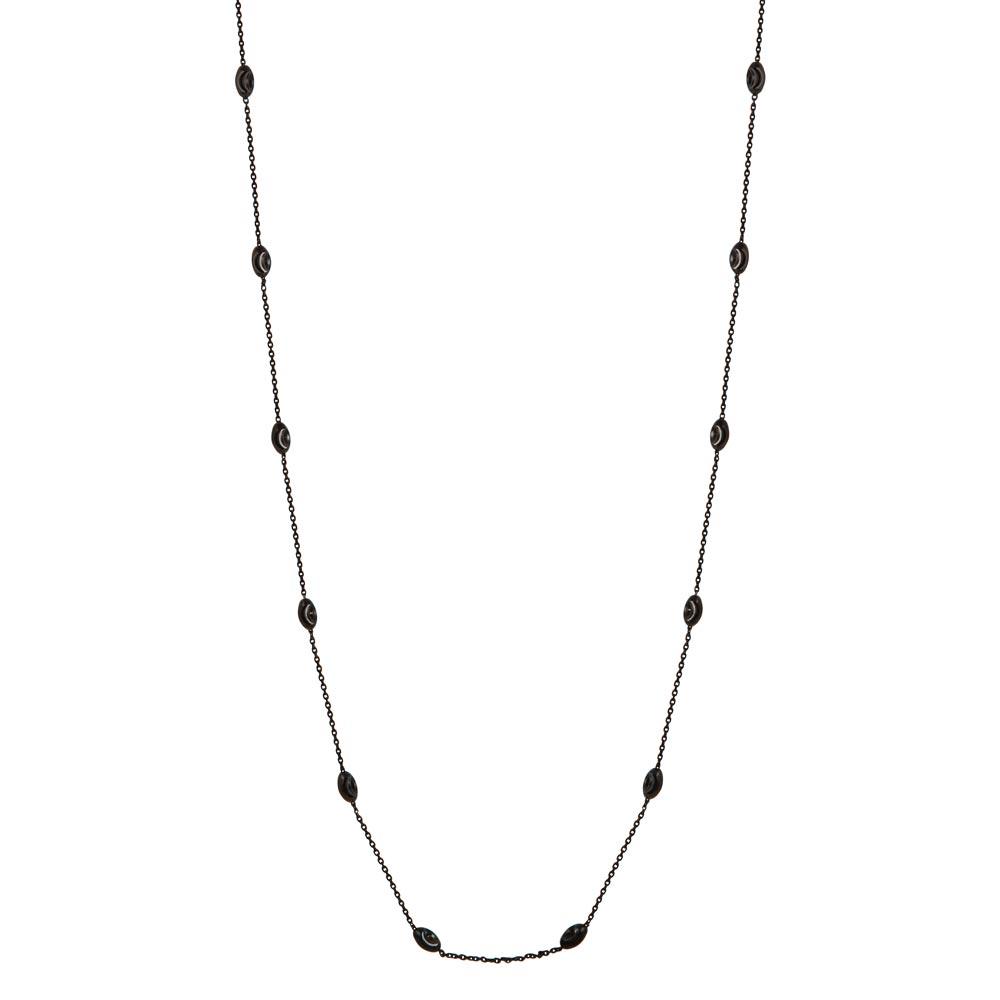 Silver 925 Black Rhodium Plated Diamond Cut Oval Italian Necklace - ITN00092BLK | Silver Palace Inc.