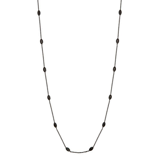 Silver 925 Black Rhodium Plated Diamond Cut Oval Italian Necklace - ITN00092BLK | Silver Palace Inc.