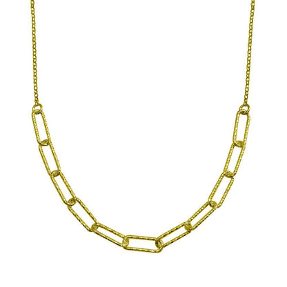 Silver 925 Gold Plated Diamond Cut Link Chain Necklace - ITN00135-GP | Silver Palace Inc.