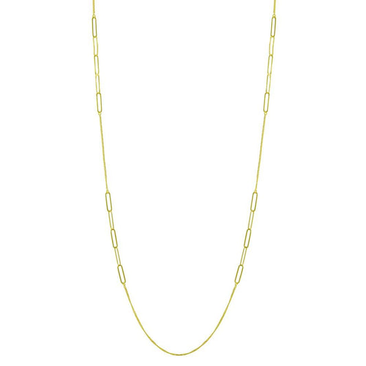 Silver 925 Gold Plated Paperclip Chain Necklace - ITN00152-GP | Silver Palace Inc.