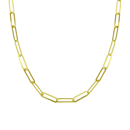 Silver 925 Gold Plated Paperclip Chain Necklace - ITN00153-GP | Silver Palace Inc.