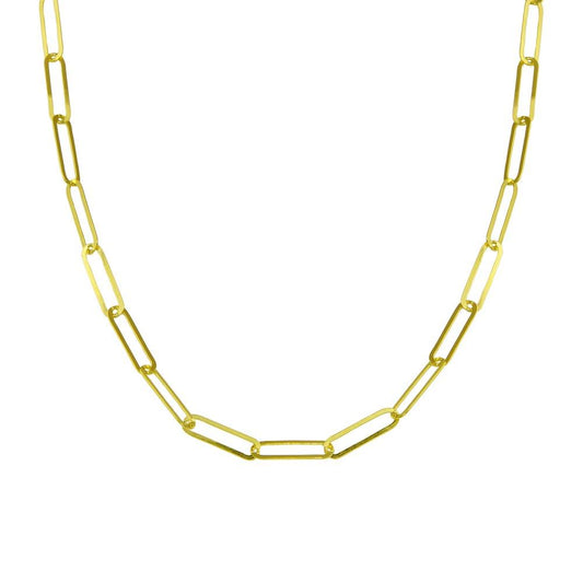 Silver 925 Gold Plated Paperclip Chain Necklace - ITN00153-GP | Silver Palace Inc.