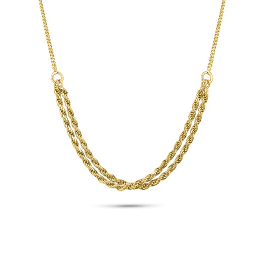 Gold Plated 925 Sterling Silver Curb Strand 1.7mm Rope Adjustable Necklace - ITN00171-GP