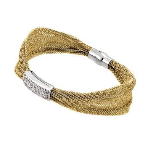 Closeout-Silver 925 Gold Plated Mesh Italian Bracelet - JPB00004GP | Silver Palace Inc.