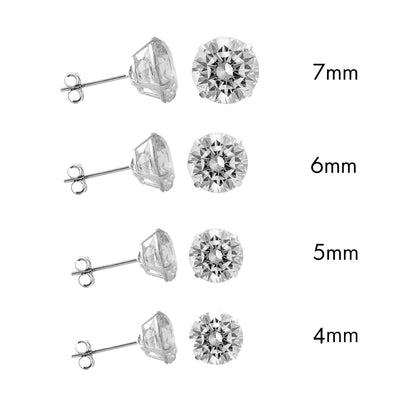 Rhodium Plated 925 Sterling Silver Round Lab Grown Diamonds Push Back Earring - LGME00001 | LGME00002 | LGME00003 | LGME00004