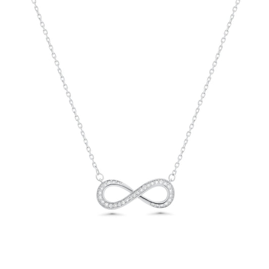 Rhodium Plated 925 Sterling Silver Lab Grown Diamond Infinity Necklace - LGMN00018
