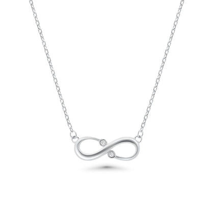 Rhodium Plated 925 Sterling Silver Lab Grown Diamond Infinity Necklace - LGMN00019