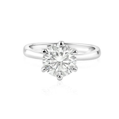 Rhodium Plated 925 Sterling Silver 5mm Round Lab Grown Diamond on Solitaire Engagement Ring - LGMR00001