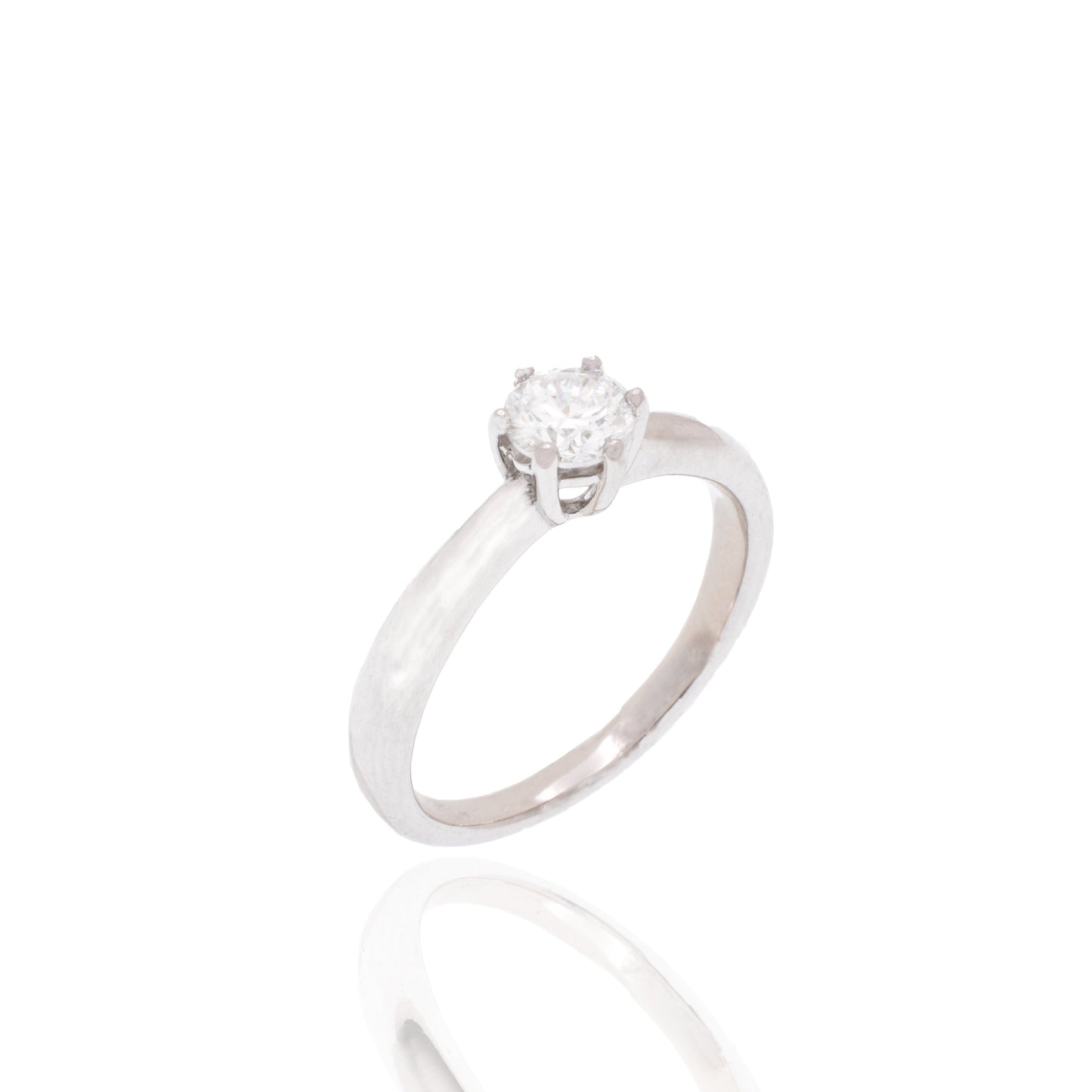 Rhodium Plated 925 Sterling Silver 5mm Round Lab Grown Diamond on Solitaire Engagement Ring - LGMR00001