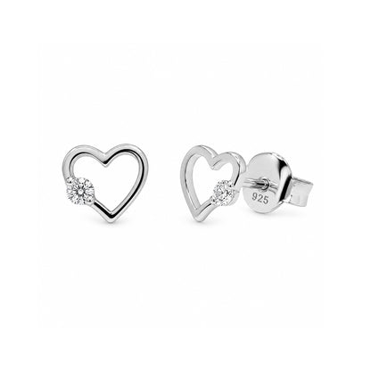 Rhodium Plated 925 Sterling Silver Lab Grown Diamonds Open Heart Earring - LGTGE00052