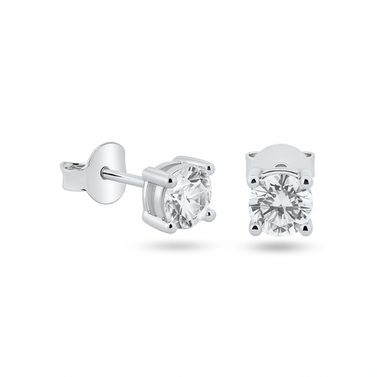 925 Sterling Silver Moissanite 5mm Round Push Back Earring - MBGE00003