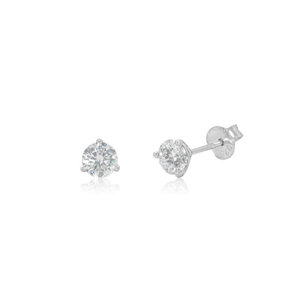 Rhodium Plated 925 Sterling Silver Round Moissanite Studded 5.5mm Stud Earring - MDGE00006