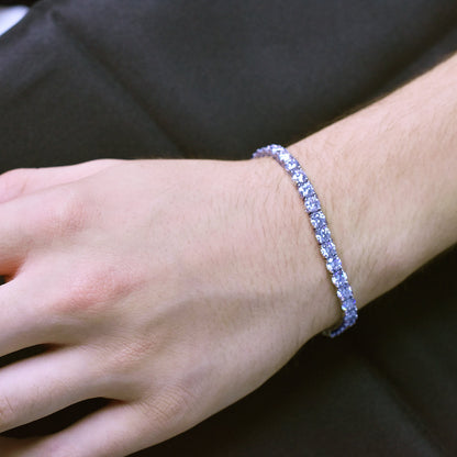 Rhodium Plated 925 Sterling Silver Moissanite Stone 5mm Tennis Bracelet - MGMB00087