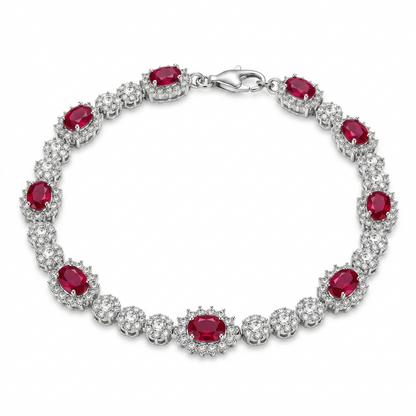 Rhodium Plated 925 Sterling Silver Moissanite Halo Tennis Bracelet - MGMB00125