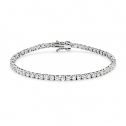 Rhodium Plated 925 Sterling Silver Moissanite Stone 2.5 mm Tennis Bracelet- MGMB00131-7.25