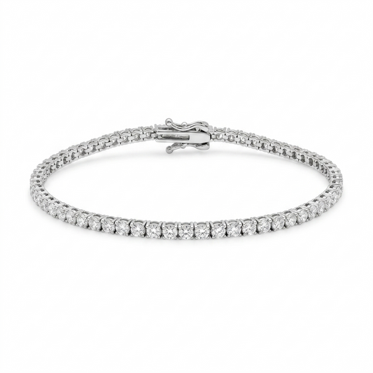 Rhodium Plated 925 Sterling Silver Moissanite Stone 2.5 mm Tennis Bracelet- MGMB00131-7.25
