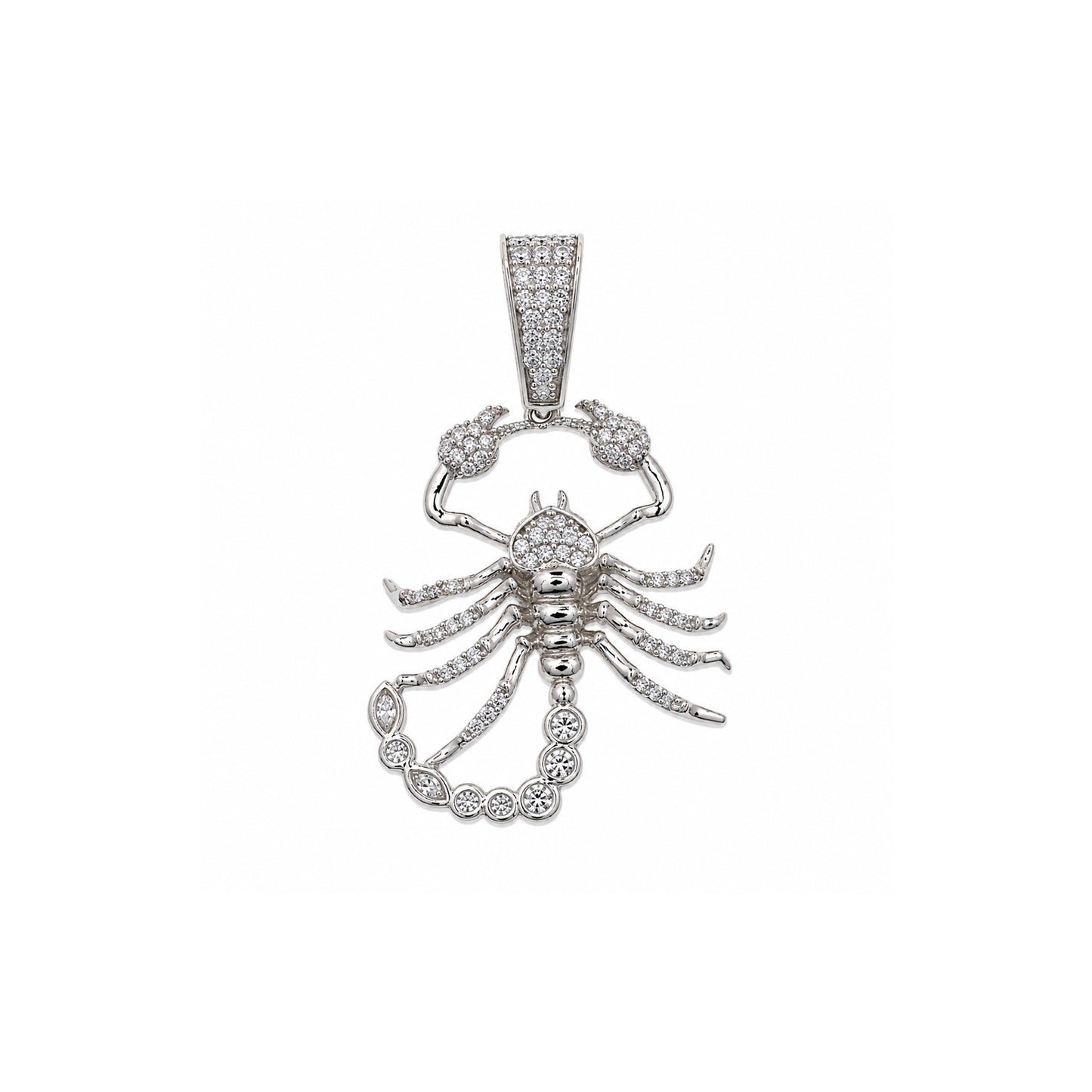 Rhodium Plated 925 Sterling Silver Moissanite Iced Scorpion Pendant Pendant - MGMP00023