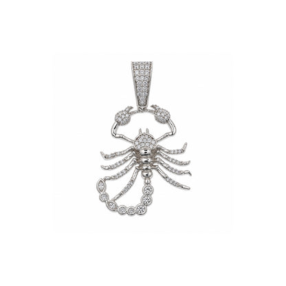 Rhodium Plated 925 Sterling Silver Moissanite Iced Scorpion Pendant Pendant - MGMP00023