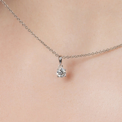 Rhodium Plated 925 Sterling Silver Moissanite Stone Four Prong Pendant - MGMP00031