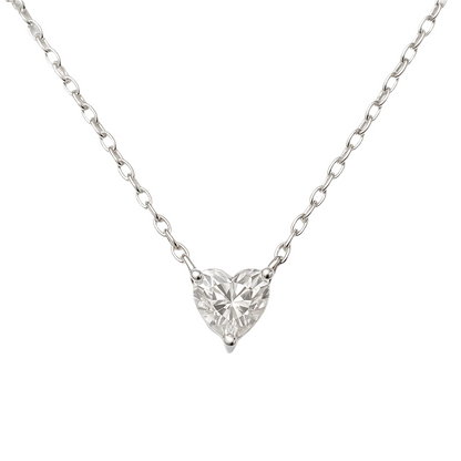 Rhodium Plated 925 Sterling Silver Moissanite Heart Pendant Adjustable Necklace - MGMN0004 | MGMN0005 | MGMN0006 | MGMN0007 | MGMN0008