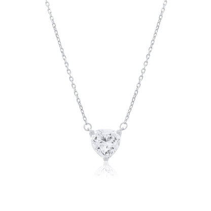 Rhodium Plated 925 Sterling Silver Moissanite Heart Pendant Adjustable Necklace - MPAN0004 | MPAN0005 | MPAN0006 | MPAN0007 | MPAN0008