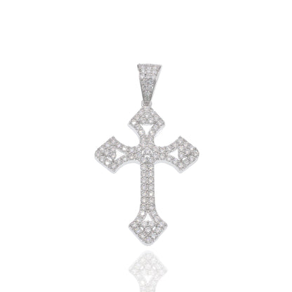 Rhodium Plated 925 Sterling Silver Moissanite Encrusted 25mm x 34mm Pendant - MGMP00001