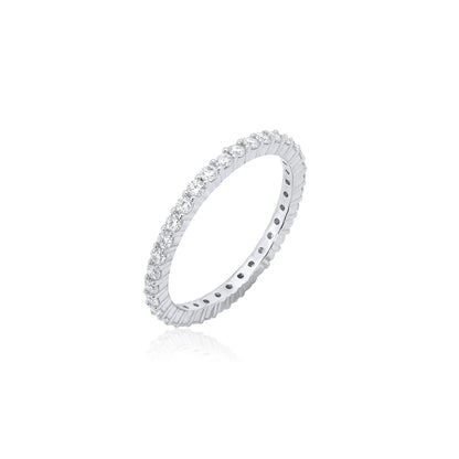 Rhodium Plated 925 Sterling Silver Moissanite 1.5mm Eternity Ring - MGMR00038