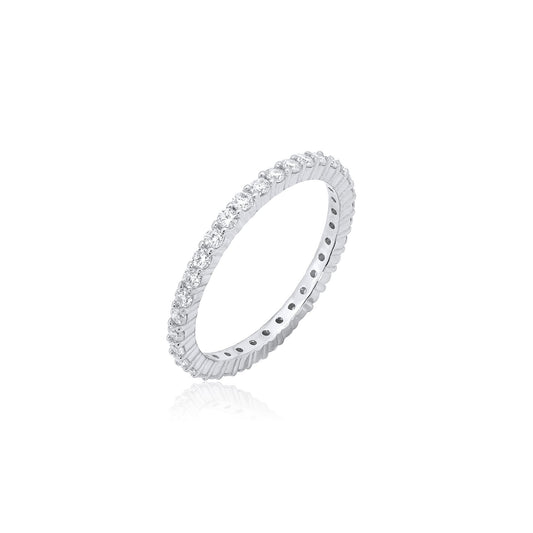 Rhodium Plated 925 Sterling Silver Moissanite 2.5mm Eternity Ring - MPAR00041